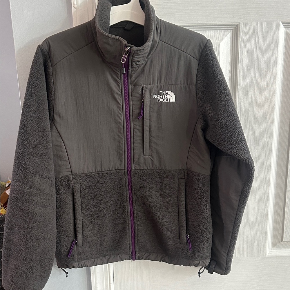 The North Face Charcoal Fleece Jacket with Purple Zippers
